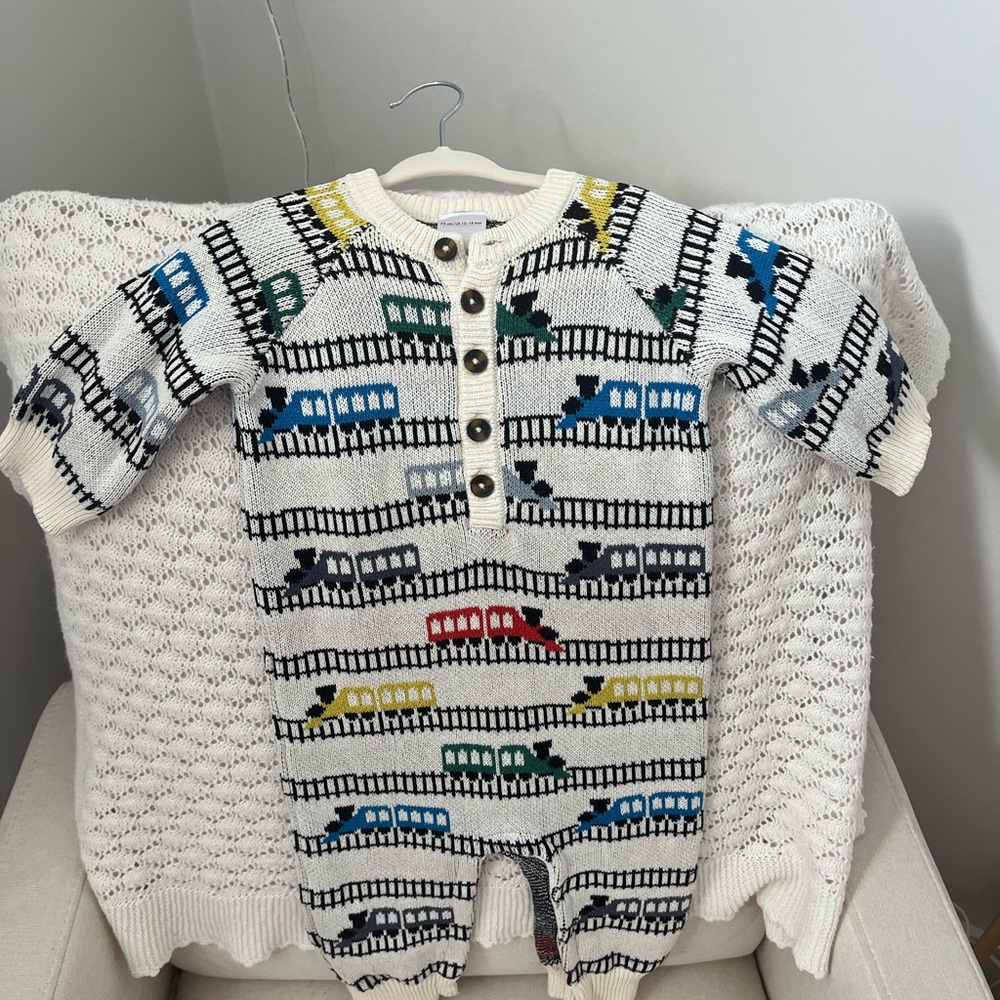 Hanna Andersson Christmas Train Onesie 18m